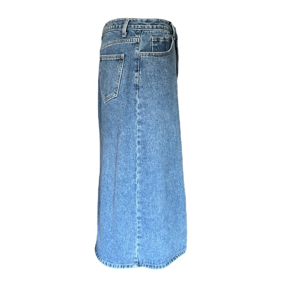 Cider Denim Solid Split Midi Skirt - image 5